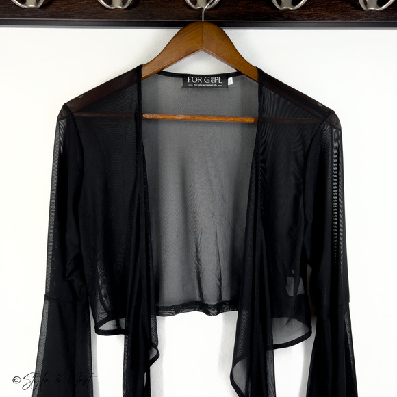 Dark Coquette Whismigoth Mesh Sheer Cardigan Witchy Boho Vampire Ren Faire Large - Picture 3 of 5